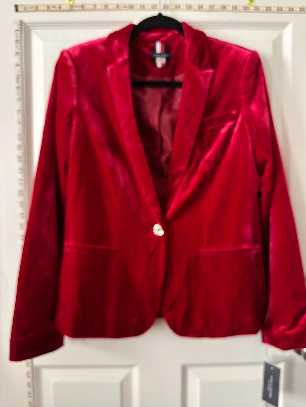 Tommy Hilfiger Red Velvet Single-Button Blazer